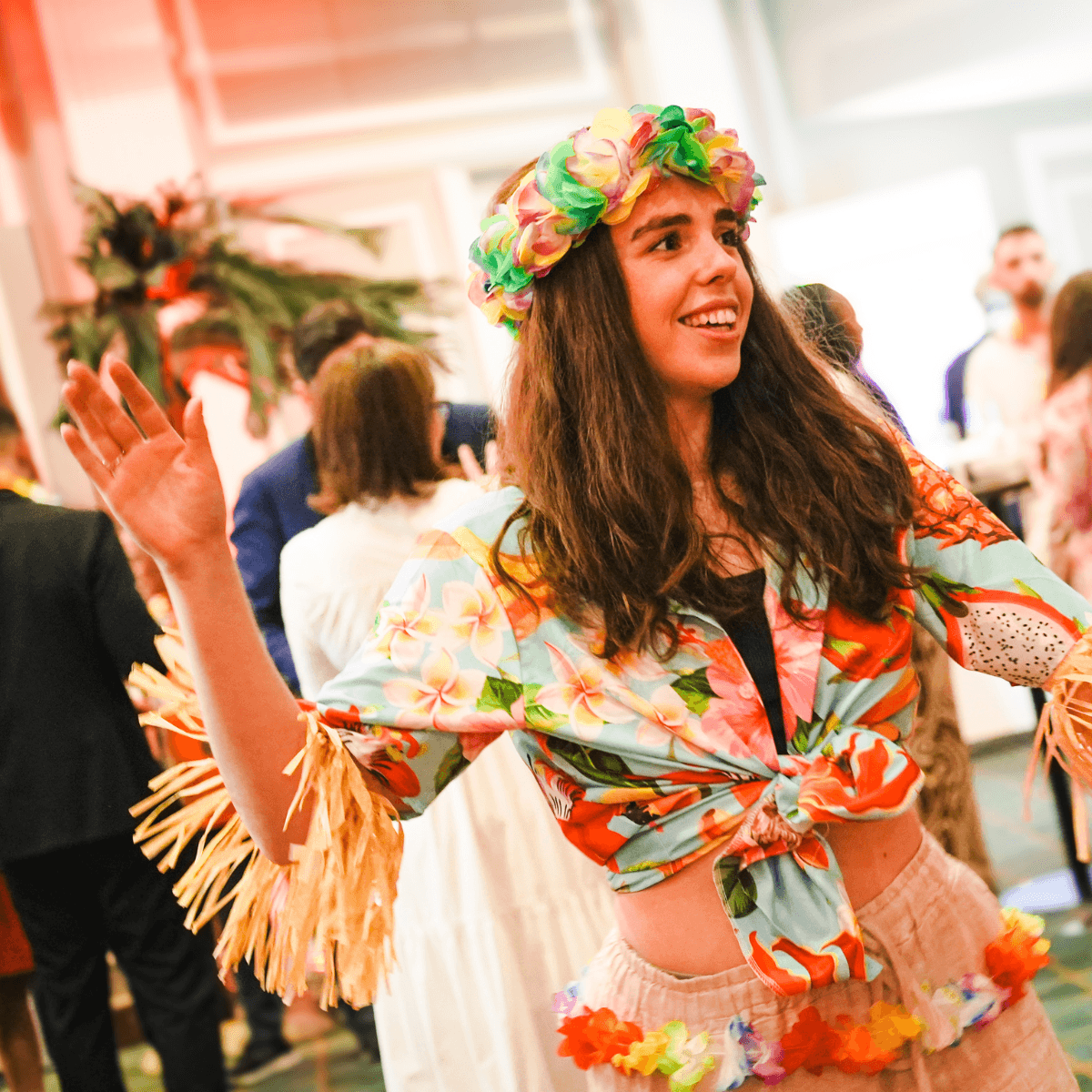 lady dancing on a event in a hotel